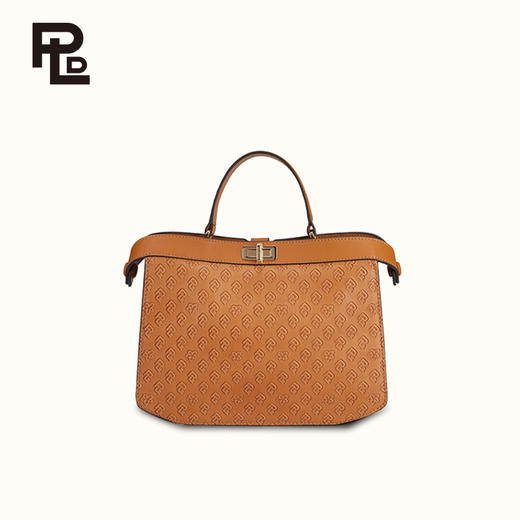 保兰德PLD东方雅奢45度老花经典系列头层牛皮风琴包斜挎手提包通勤必备女包 商品图2