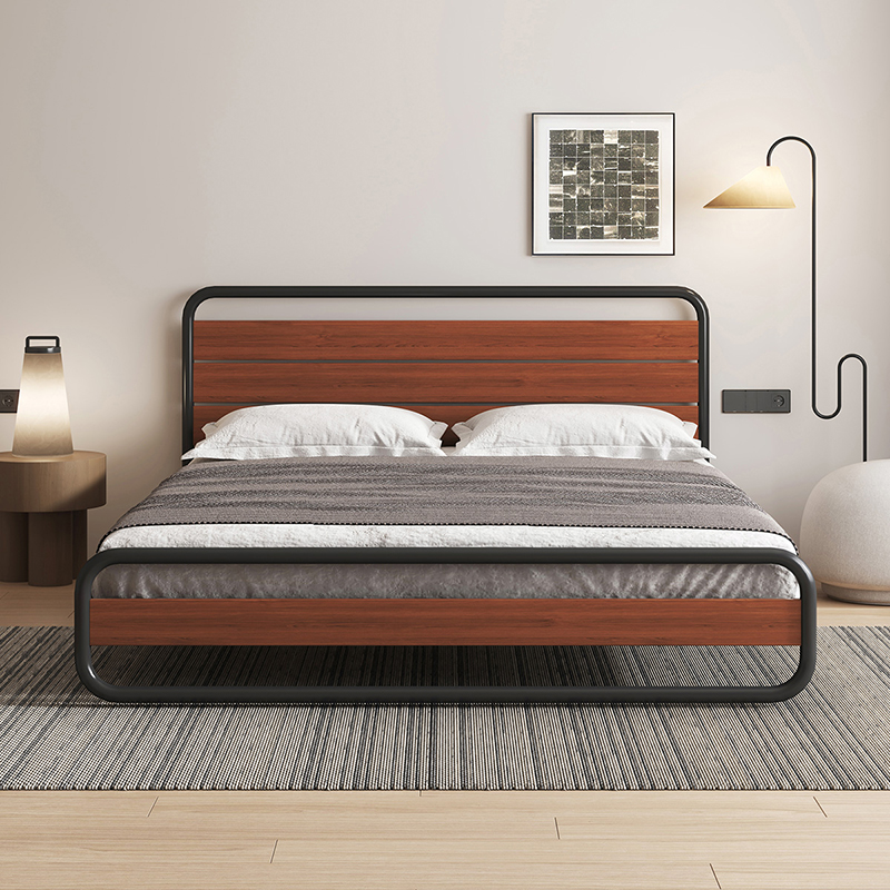 喜梦宝双人床铁艺复古实木铁艺床架双人简约现代时尚可可系列