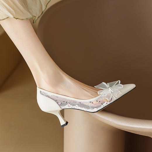 性感百搭，蝴蝶结蕾丝纱网高跟鞋DB-M5556 商品图4
