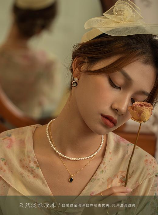 Oflye潮流饰品 气质猫眼石吊坠珍珠耳环小众复古轻奢耳钉新款饰品女潮 商品图2