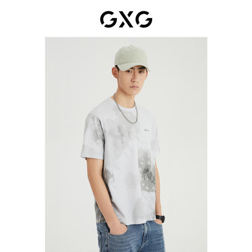 GXG男装 光影遐想系列圆领短袖T恤 2022年夏季新品 商品图0