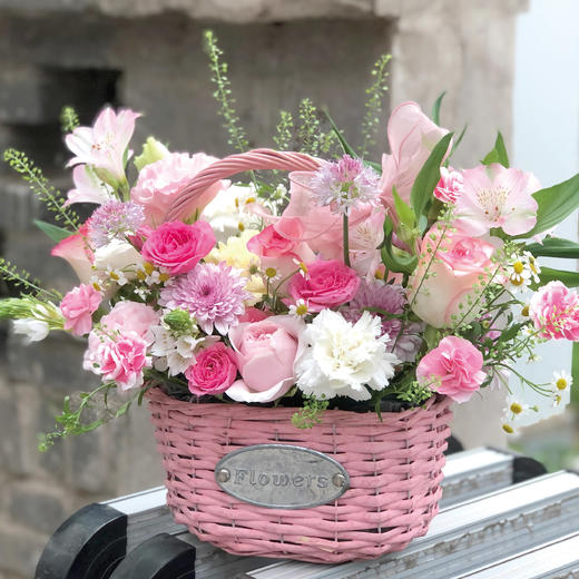 四月芳菲， 粉色花篮 商品图1