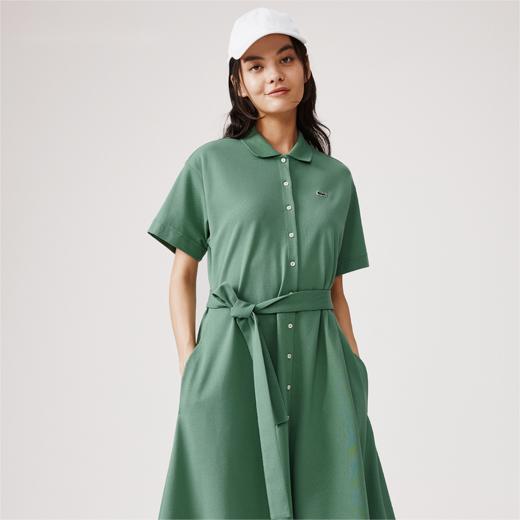 【海南专供价】LACOSTE法国鳄鱼女装新款法式绿色系带POLO连衣裙EF7923-98 商品图0