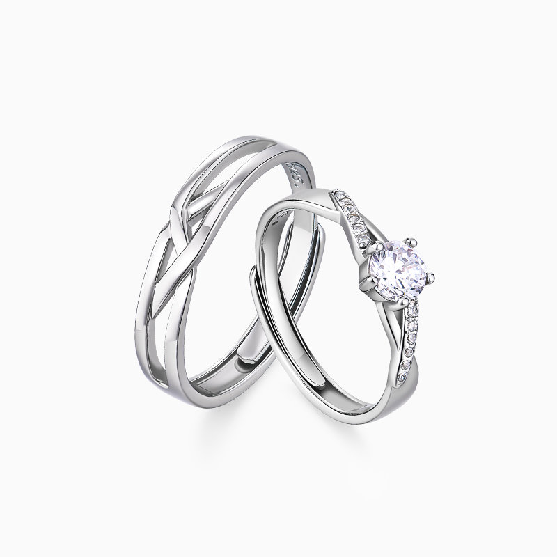 卡蒂罗真爱交织情侣对戒纯银戒指一对小众设计情人节礼物送男女友