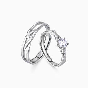 卡蒂罗真爱交织情侣对戒纯银戒指一对小众设计情人节礼物送男女友