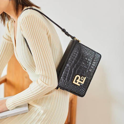 保兰德PLD东方雅奢留白系列鳄鱼纹腋下单肩斜挎小方包通勤必备女包 商品图6