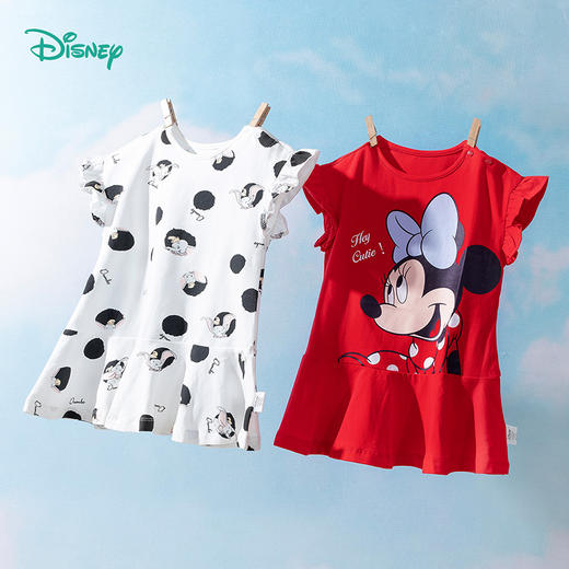 小飞袖俏皮连衣裙褶皱小裙摆女童短袖连衣裙 商品图1