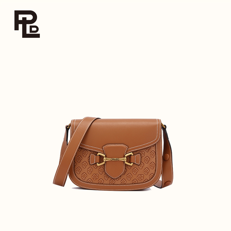 保兰德PLD东方雅奢45度老花经典连环扣系列马鞍包单肩通勤必备女包