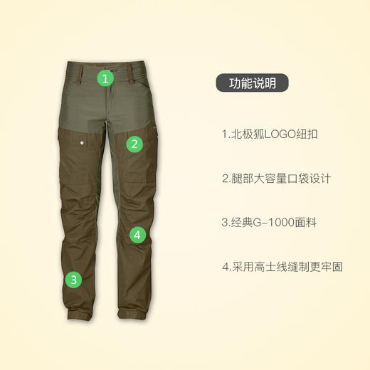 Fjallraven/北极狐薄款女式G-1000防风透气冲锋裤长裤女裤89235S 商品图3