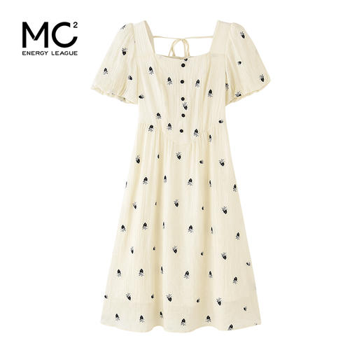 女装方领收腰绣花连衣裙-5896Q3222003 商品图4