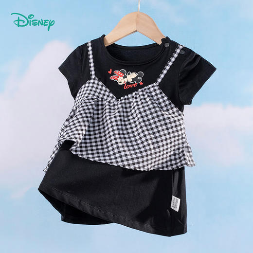 【商场同款】迪士尼童装 女童假两件短袖连衣裙夏季吊带拼接裙子女 商品图4