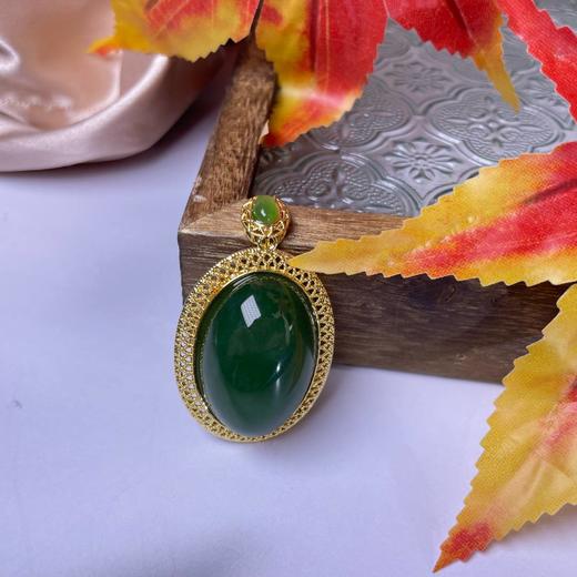 18K碧玉吊坠-全包蛋面 商品图0