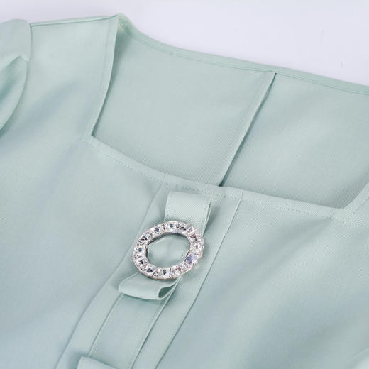 RF8E1斯尔丽瑟俪2023夏季新款名媛风纯色梯形领泡泡短袖连衣裙 商品图4