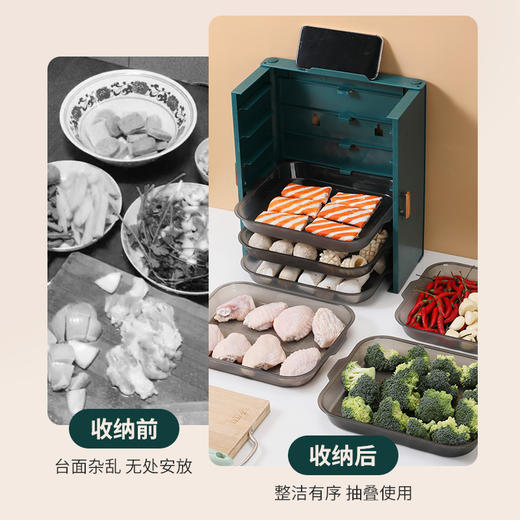 「多层折叠！可壁挂」备菜架挂壁免打孔折叠菜架 多功能厨房用品置物架家用火锅盘配菜盘收纳整理 商品图1