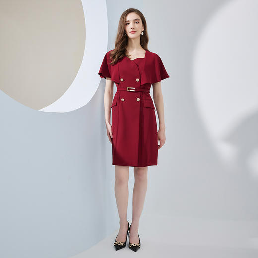 NF873斯尔丽瑟俪2023夏季新款斗篷式气质款收腰连衣裙 商品图3