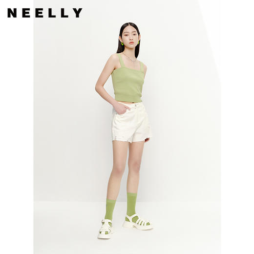 NEELLY纳俪商场同款夏季新款平口针织背心女吊带修身短款内搭上衣N23051A01109 商品图1