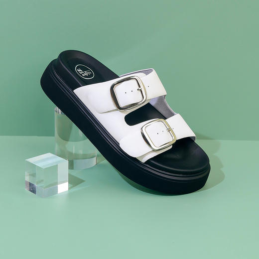 Safiya/索菲娅2023夏季新品萌趣IP炸毛兔厚底休闲假日外穿凉拖 SF32110014 商品图8