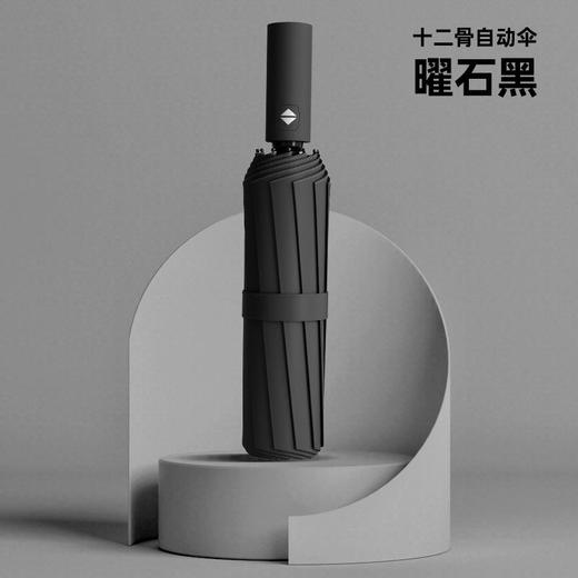 雨伞莫兰迪12骨三折叠加厚黑胶防晒遮阳自动太阳伞 商品图1
