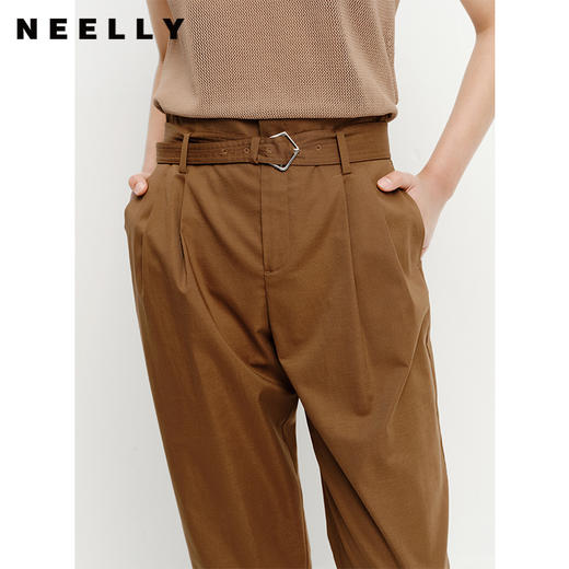 NEELLY纳俪商场同款夏季高腰系带休闲裤女百搭哈伦九分裤直筒裤N23051H01136 商品图2