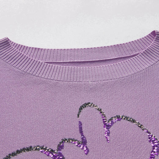 MIIDII谜底2022春趣味图案珠片绣花圆领套头针织衫女221MZ0380 商品图3