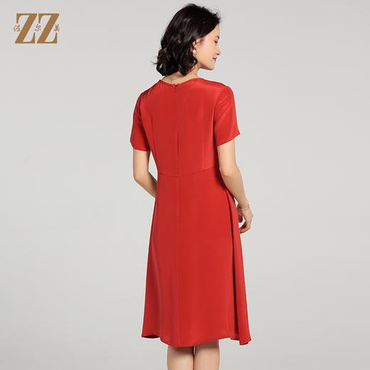 佐尔美夏季新款 重绉100%桑蚕丝真丝短袖连衣裙女E22LS86 商品图4