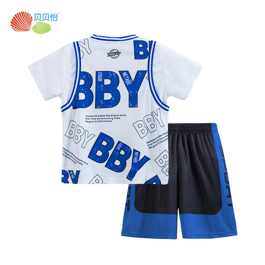 贝贝怡男童夏季短袖短裤运动套装儿童球衣速干服中大童篮球服套装232T2566 商品图6