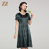 夏季新款 弹力缎印花桑蚕丝真丝短袖连衣裙女E22LS84 商品缩略图1