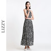 LIZZY 时尚优雅露肩印花收腰显瘦大摆度假风连衣裙7820 商品缩略图1