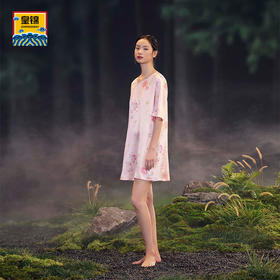 【皇锦】真丝印花五分短袖睡裙