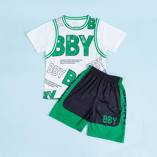 贝贝怡男童夏季短袖短裤运动套装儿童球衣速干服中大童篮球服套装232T2566 商品图4