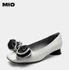 MIO米奥方头粗跟日系浅口单鞋烫钻蝴蝶结复古时装单鞋女纯色瓢鞋M231413939 商品缩略图1
