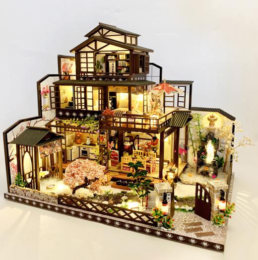 【儿童玩具】弘达新款DIY小屋古都望月创意复古日式手工拼装建筑模型别墅玩具 商品图3