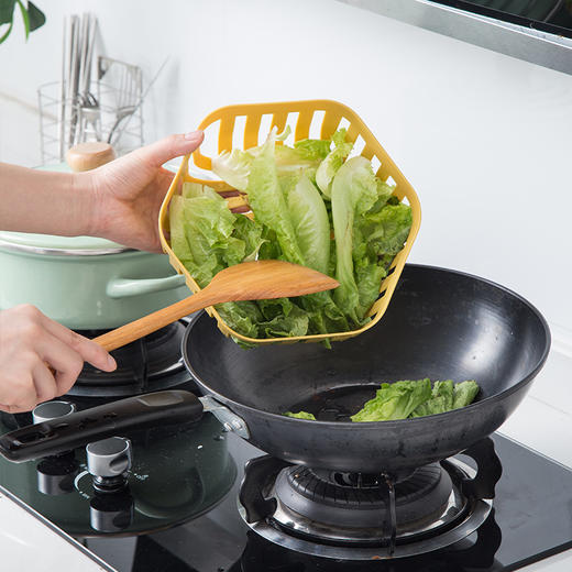 「9.9元包邮！四色可选」家用六边形沥水篮 洗菜洗水果蔬菜篮子厨房用品洗菜盆镂空淘菜篮 商品图3