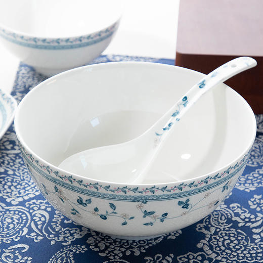 【餐具清仓特惠5折】雷澳娜/REONE釉中骨瓷碗碟套装家用餐具 繁花似锦8人用36头中餐具 商品图1