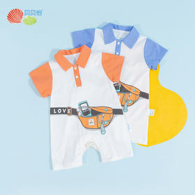 贝贝怡婴幼儿哈衣夏季翻领开裆连体衣男女宝宝衣服薄款纯棉爬服232L2031