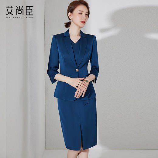 艾尚臣西装外套女通勤工装高级感通勤修身洋装缎面感职业套装薄 商品图1