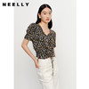 NEELLY纳俪商场同款V领短袖碎花衬衫女抽绳显瘦别致上衣夏季新款N23042R01043 商品缩略图0