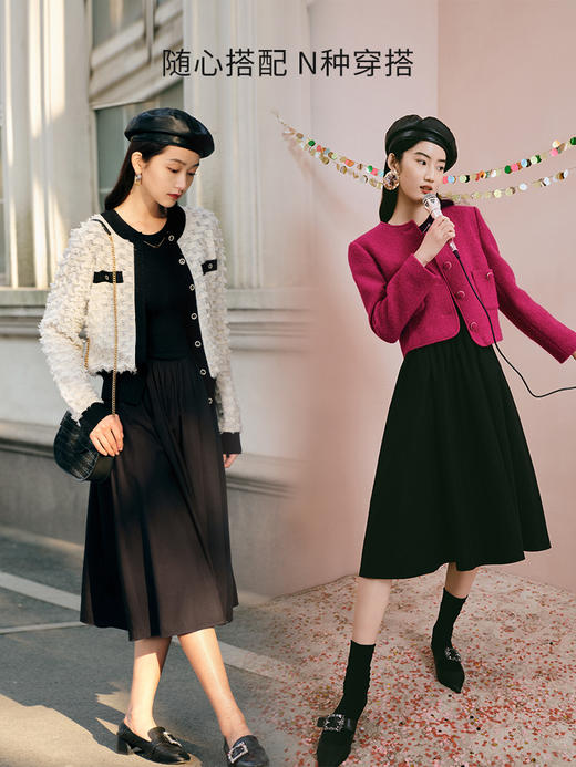 针织拼接小黑群收腰连衣裙 商品图4