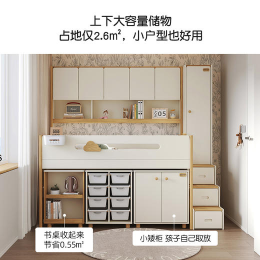 喜梦宝小屋儿童床带书桌收纳储物多功能半高床书柜床衣柜床冰雪小屋系列 商品图3
