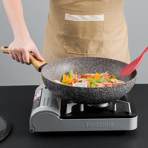 【样品特惠6折，仅1件，无货退款】FLONAL意大利进口火山岩不粘炒锅炒菜家用平底燃气灶加深锅具 商品图2