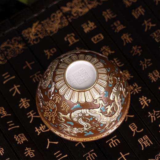古铜彩错金银双龙戏珠杯 商品图4