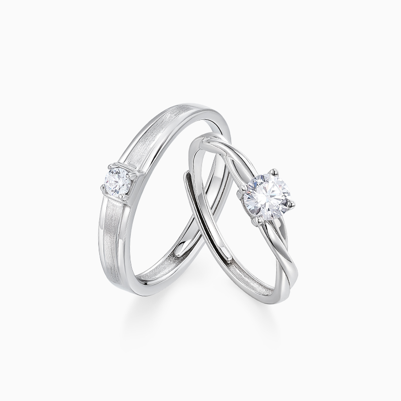 卡蒂罗KADER 耀眼心动 原创设计开口可调节一对 轻奢小众设计浪漫 甜蜜饰爱 S925银/足银999 戒指 男女同款情侣款 银白色