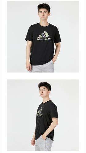 阿迪达斯（adidas）短袖男装2023夏季新款运动服大logo舒适圆领透气清爽T恤 HE7418 S