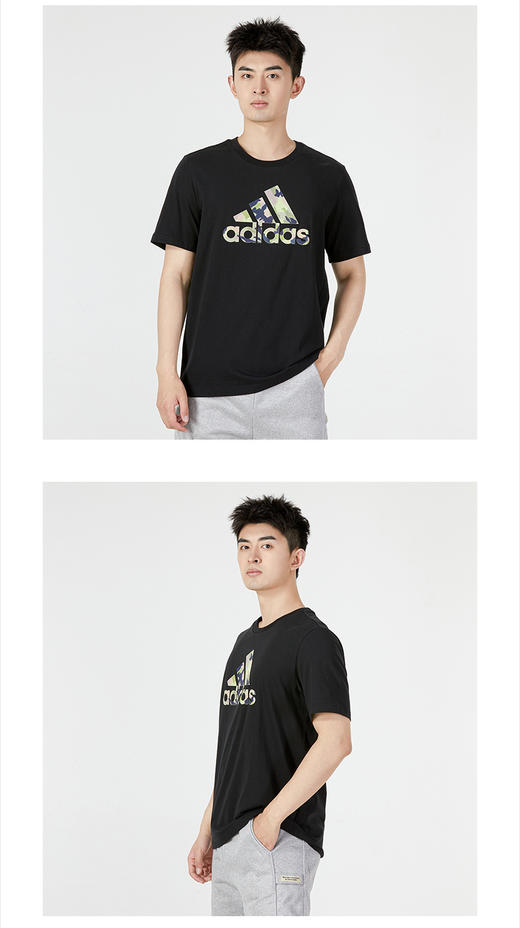 阿迪达斯（adidas）短袖男装2023夏季新款运动服大logo舒适圆领透气清爽T恤 HE7418 S 商品图0