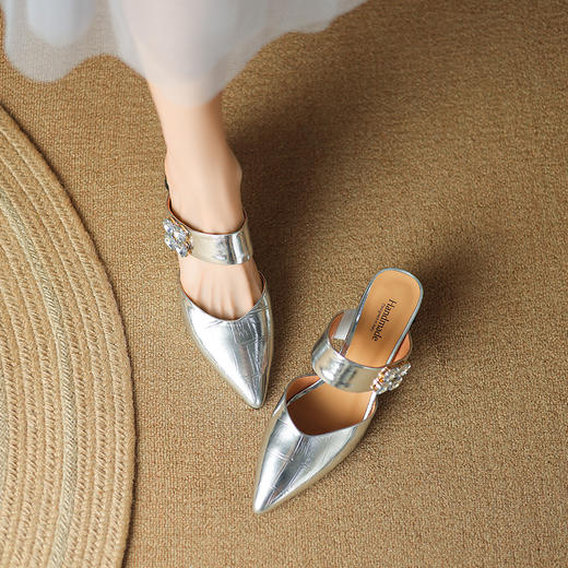 夏季新款，粗跟水钻拖鞋LD-6334 商品图5