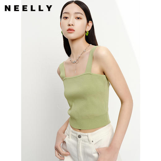 NEELLY纳俪商场同款夏季新款平口针织背心女吊带修身短款内搭上衣N23051A01109 商品图0