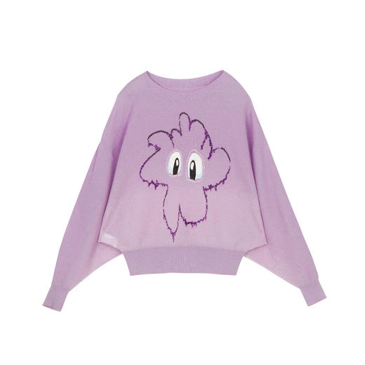 MIIDII谜底2022春趣味图案珠片绣花圆领套头针织衫女221MZ0380 商品图4