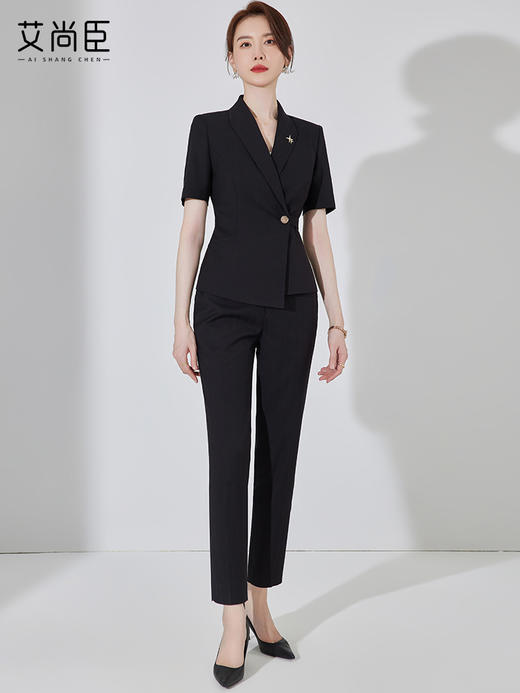黑色西装外套女2025新款小个子职业西服套装工作服夏季短袖职业装 商品图4