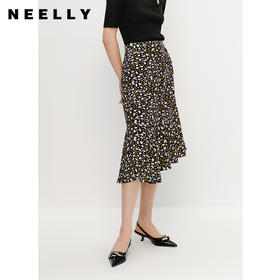 NEELLY纳俪商场同款优雅碎花半身裙女不规则包臀A字裙中长款夏季N23042E01065