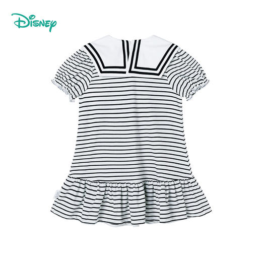 【商场同款】迪士尼童装女童短袖连衣裙洋气中大童条纹荷叶边翻尖领小飞象裙子 商品图9